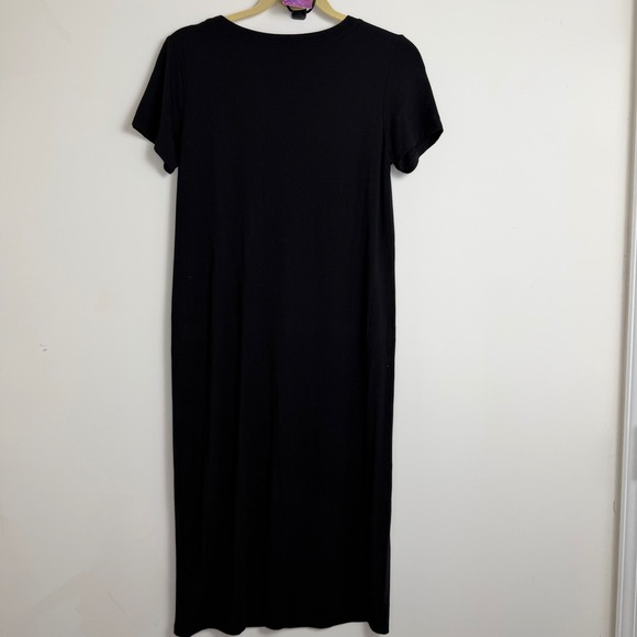 STORQ Black Short Sleeve Scoop Neck Midi T-Shirt Dress Size 2 Small - Picture 3 of 5